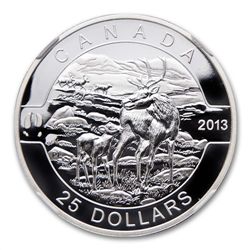 2013 1 oz Silver Canadian $25 Coin-The Caribou PF-69 UC