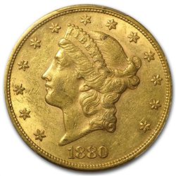 1880 $20 Gold Liberty Double Eagle - AU-55 PCGS