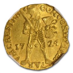 Netherlands (Utrecht) 1724 Gold Ducat NGC MS-63