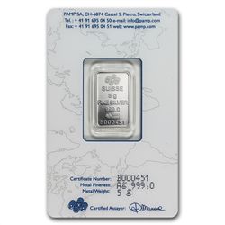 5 gram Pamp Suisse Silver Bar - Rosa (In Assay)