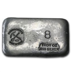 8 oz Prospector's Gold &amp; Gems Silver Bar .999 Fine