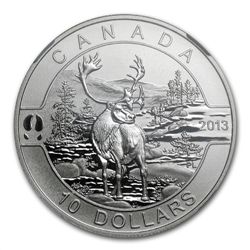 2013 1/2 oz Silver Canadian $10 The Caribou PF-69 Matte
