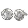 Image 1 : Silver Indian Head Cuff Link &amp; Tie Pin Set