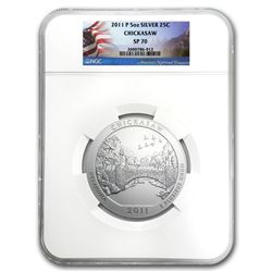 2011-P 5 oz Silver ATB Chickasaw SP-70 NGC