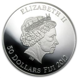 Fiji 2012 2 oz Proof Silver $50 Egyptian Jewels - Tutan