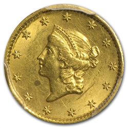 1849 $1 Liberty Gold - Small Head - Open Wreath No L -