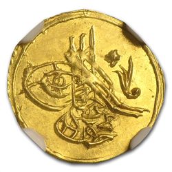 Turkey AH 1223/3 (1810) 1/4 Zeri Mahbub Gold Coin MS-61