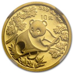 1992 (1/10 oz) Gold Chinese Pandas - MS-70 NGC Small Da