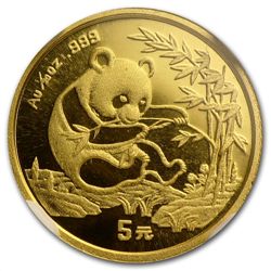 1994 (1/20 oz) Gold Chinese Pandas - MS-70 NGC Small Da