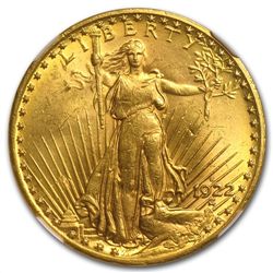 1922-S $20 St. Gaudens Gold Double Eagle - UNC Details