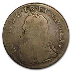 France 1726 S Silver Ecu Louis XV (VG-F)