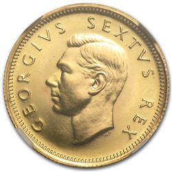 South Africa 1952 Gold 1/2 Pound George VI (NGC PF-67)