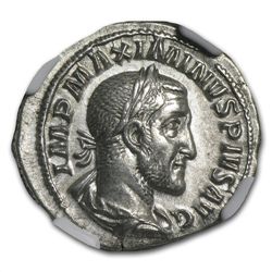 Roman Silver Denarius of Maximinus I (235-238AD) NGC AU