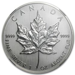 1989 1 oz Silver Canadian Maple Leaf MS-68 NGC