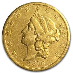 1866-S $20 Gold Liberty Double Eagle (Motto) - XF-45 PC