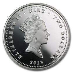 2013 1 oz Silver Niue Birds of Prey - Great Horned Owl