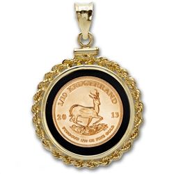 2013 1/10 oz Gold Krugerrand Pendant (Onyx Rope-ScrewTo