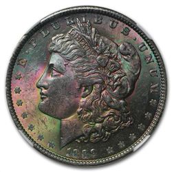 1889 Morgan Dollar MS-63 NGC - Prismatic Rose - CAC