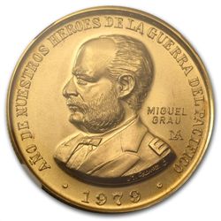 Peru 1979 100,000 Soles Gold Miguel Grau MS-67 NGC