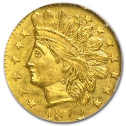 1872 BG-791 Indian Octagonal 25 cent Gold MS-65 NGC