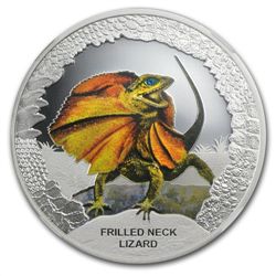 Tuvalu 2013 Silver $1 The Frilled Neck Lizard - PF-70 U