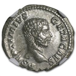 Roman AR Denarius Emperor Geta (209-211AD) NGC AU