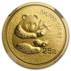2000 (1/4 oz) Gold Chinese Panda - MS-70 NGC - Frosted