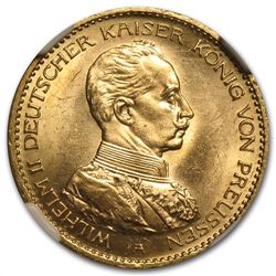 Germany (Prussia) 1914-A Gold 20 Mark NGC MS-64