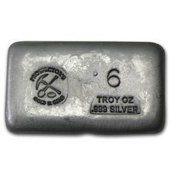6 oz Prospector's Gold &amp; Gems Silver Bar .999 Fine