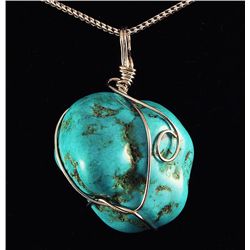 NATURAL 178.06CTW TURQUOISE WIRE WRAPPED PENDANT