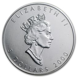 2000 1 oz Silver Canadian Maple Leaf - Millennium Firew