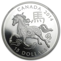 2014 1 oz Silver Canadian $15 Lunar Horse - PF-69 UCAM