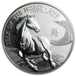 2014 UK 1 oz Silver Lunar Year of the Horse MS-69 PCGS