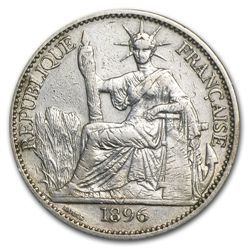 French Indo - China 1896 Silver 50 Cent VF Details