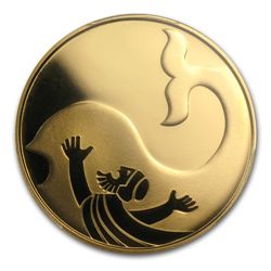 2010 Israel Jonah in the Whale 1/2 oz Gold Coin PR-69 D