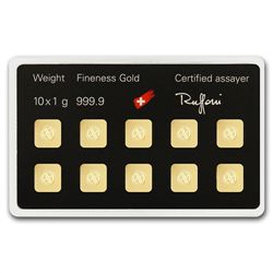 10x1 gram Argor-Heraeus Gold Bar .9999 Fine (In Assay)
