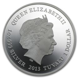 Tuvalu 2013 Silver $1 Reptile Series - The Frilled Neck