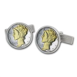U.S. Mercury Dime Sterling Silver Cuff Links