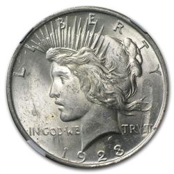 1923 Peace Dollar MS-63 NGC Obverse Struck Thru Mint Er