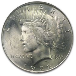 1922 Peace Dollar MS-66 NGC - Binion Collection