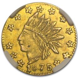 1875 BG-847 Indian Round 25 Cent Gold MS-61 NGC