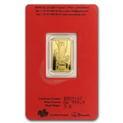 5 gram Pamp Suisse Year of the Horse Gold Bar (In Assay