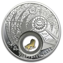 Belarus 2013 Silver Proof 20 Rubles Zodiac Signs - Leo