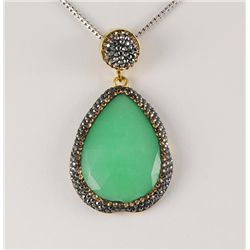 Chrysoprase Natural Stone Victorian Design Pendant