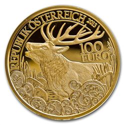 The Red Deer 100 Euro Gold Coin AGW 0.5072