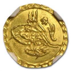 Turkey AH 1/4 Zeri Mahbub Gold Coin MS-62 NGC