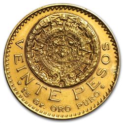 Mexico 1921 20 Peso Gold Coin - Cleaned