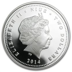 2014 1 oz Silver Niue $2 Feng Shui - Horses (W/Box &amp