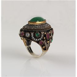 Natural Stone Cocktail Victorian Design Ring