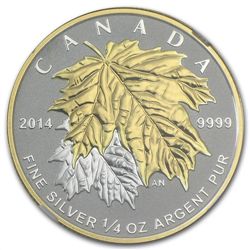 2014 1/4 oz Silver Canadian $3 Maple Leaf Gilt PF-69 NG